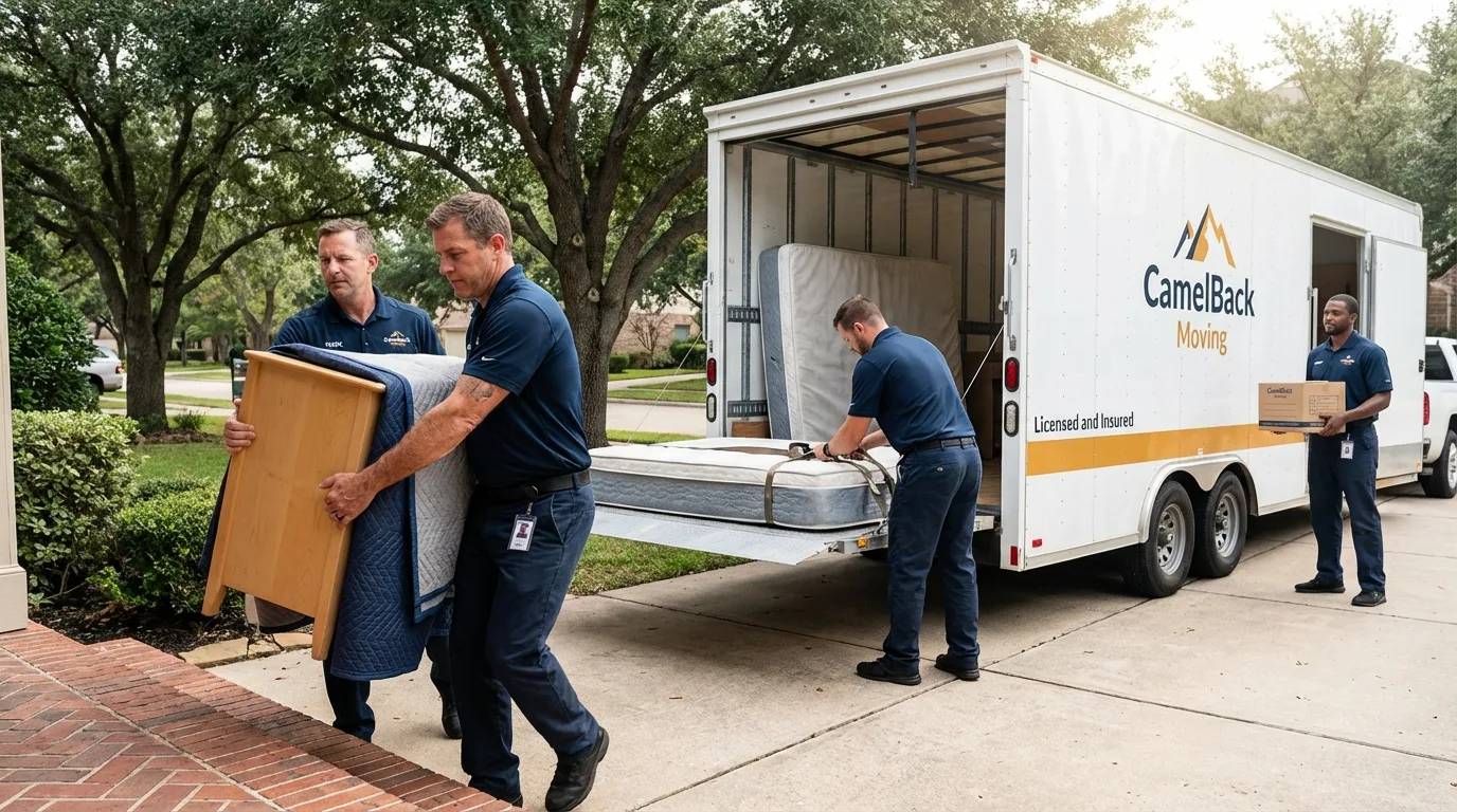 Crew loading residential truck for cross-state move from Allen Park, MI