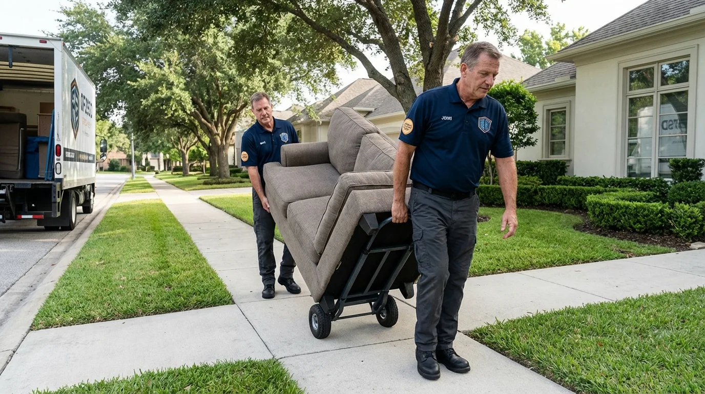 Local residential moving crew loading furniture in Allen Park, MI
